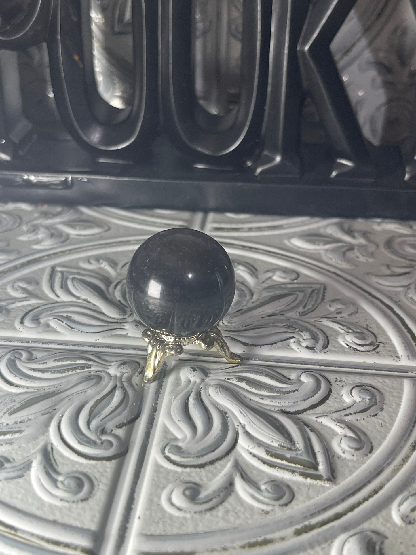 Mini Silver Sheen Obsidian Sphere